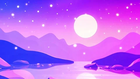 Lake and Rock Formations - Starry Sky over Water- Night Scenery Stock-Footage 305434855
