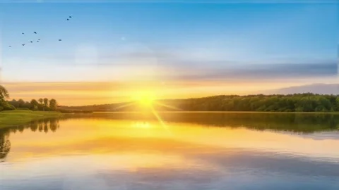 Lake and sunrise Stock Footage 280107384