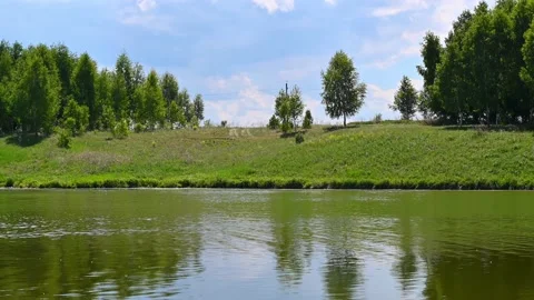 The lake and trees in background. 動画素材 155356003