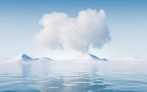 Lake and water surface background, 3d rendering. Stock Illustration