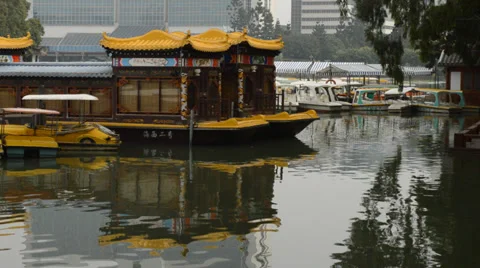On the lake, antique ship Stock Footage 35534779