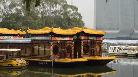 On the lake, antique ship Stock Footage 35535086