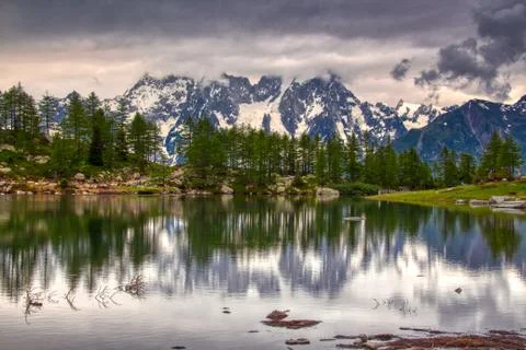 Lake Arpy 2066m. Alps, Italy Stock Photos