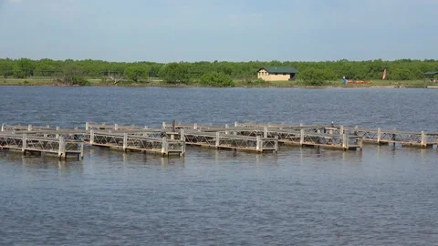 Lake Arrowhead state park. Boat pier on the lake Arrowhead. Stock Footage 89633641