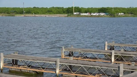 Lake Arrowhead state park. Boat pier on the lake Arrowhead. Stock Footage 89633754