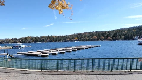 Lake Arrowhead - View of Lake with Docks 03912 Stock Footage 295323676