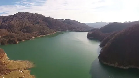 Lake of an artificial dam Stock Footage 70190802