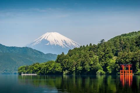 Lake Ashi and Mount Fuji Stock Photos