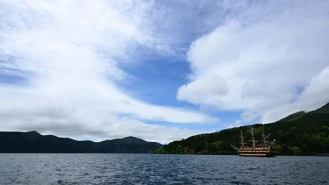 Lake Ashi with Dramatic Clouds - Hakone, Kanagawa, Japan - May 2025 Stock Footage 334695355