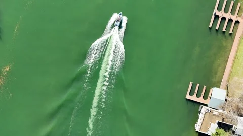 Lake Austin Wakeboard, Drone Stock Footage 258958766