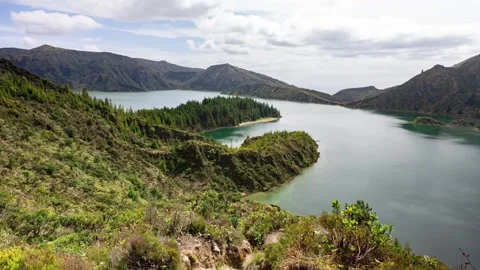 Lake in Azores Timelapse Stock Footage 197481344