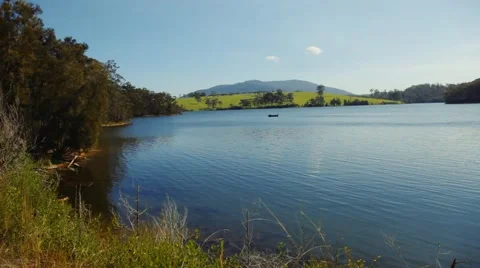 Lake on the background of mountains Stock Footage 42485512