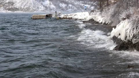 Lake Baikal in December Video stock 105647965