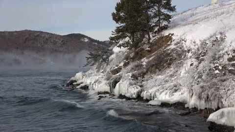 Lake Baikal in December Video stock 105648098