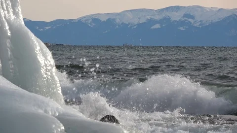 Lake Baikal in December Video stock 105648129