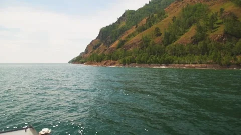 Lake Baikal from the deck of the ship Stock-Footage 135340073