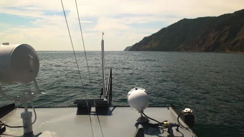 Lake Baikal from the deck of the ship Stock Footage 135340229
