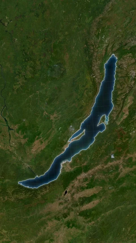 Lake Baikal Map Loop Animation in Vertical Stock Footage 334084929