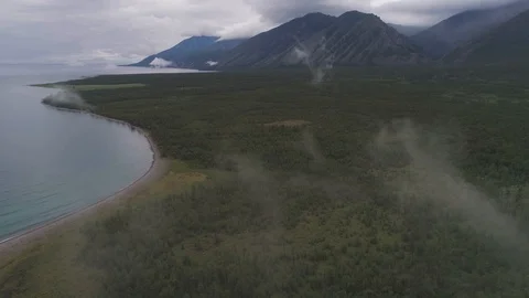 Lake Baikal. mountains. clouds 1 Stock Footage 104402019