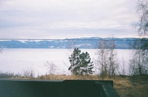 Lake Baikal view from freight train Stock Photos