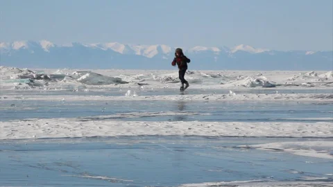 Lake Baikal in winter 4 Stock Footage 86424014