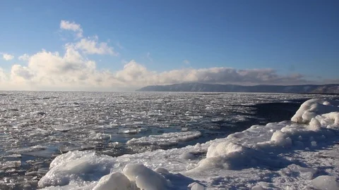 Lake Baikal in winter Stock Footage 106941745