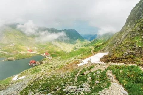 Lake balea in dramatic weather Stock Photos