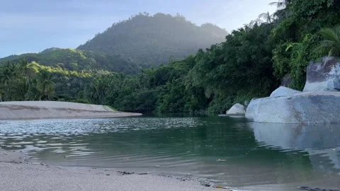 Lake, Beach and Mountain Video stock 246089901