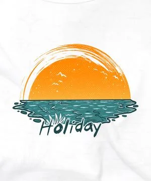 Lake beach holiday hand drawing adventure t shirt design Stock Illustration