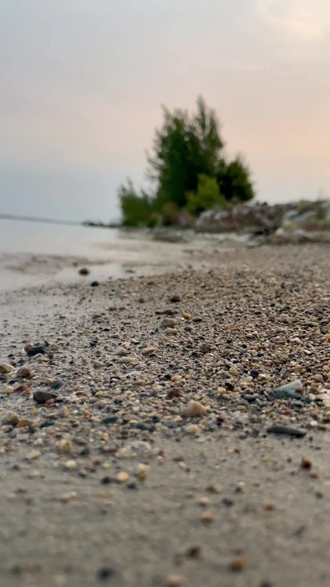 LAKE BEACH SAND LOW ANGLE MACRO Stock-Footage 248580758