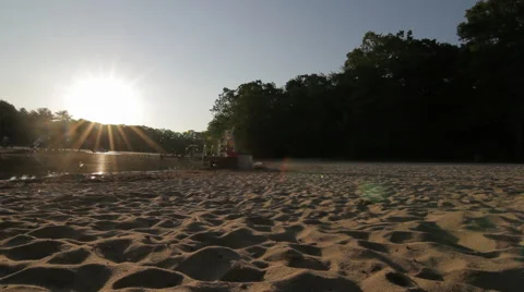 Lake Beach at Sunrise Stock Footage 41428645