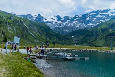 The lake below Mt Titlis Stock Photos