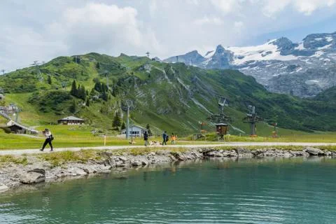 The lake below Mt Titlis Stock Photos