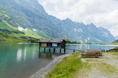 The lake below Mt Titlis Stock Photos