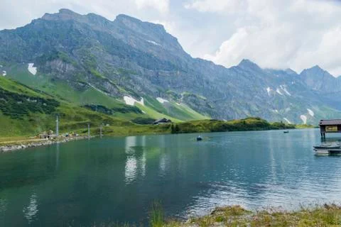 The lake below Mt Titlis Stock Photos
