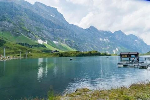 The lake below Mt Titlis Stock Photos