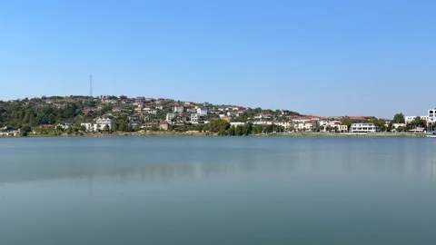 Lake Belsh Albania - Static Daytime View Stock Footage 346339567