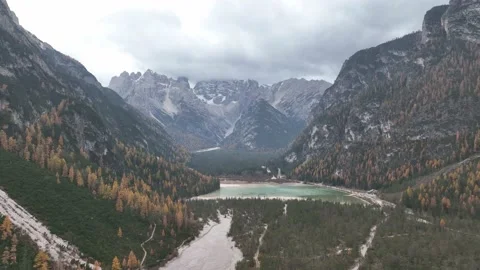 Lake between mountains on a cloudy day. Stock Footage 227569503