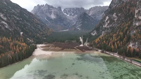 Lake between mountains on a cloudy day. Stock Footage 227569561