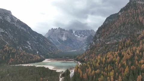Lake between mountains on a cloudy day. Stock Footage 227569622