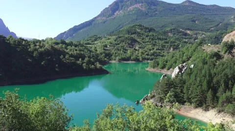 Lake between mountains Stock Footage 60974492