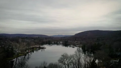 Lake Between Mountains | New York \ New Jersey Stock Footage 230466223