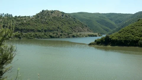 Lake between mountains - water basin Stock Footage 79761552
