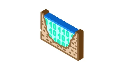 Lake big data isometric icon animation Video stock 327281006