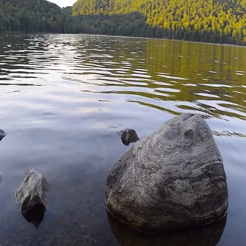 Lake with a big stone Video stock 69515487