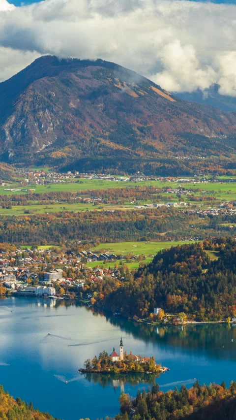 Lake Bled from above Stock Footage 293152711