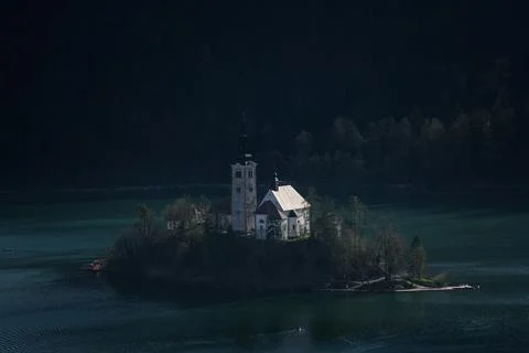 Lake Bled from Castle Foto stock
