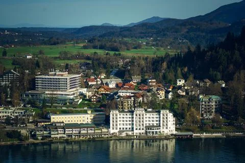 Lake Bled from Castle Foto stock