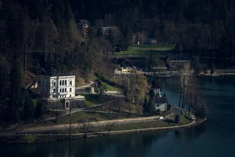 Lake Bled from Castle Foto stock