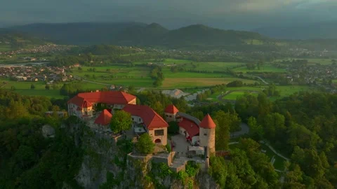 Lake Bled Castle, view from above Stock Footage 251647662